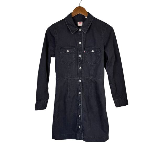 Levi's Black Denim Shirt Dress - Picture 12 of 15